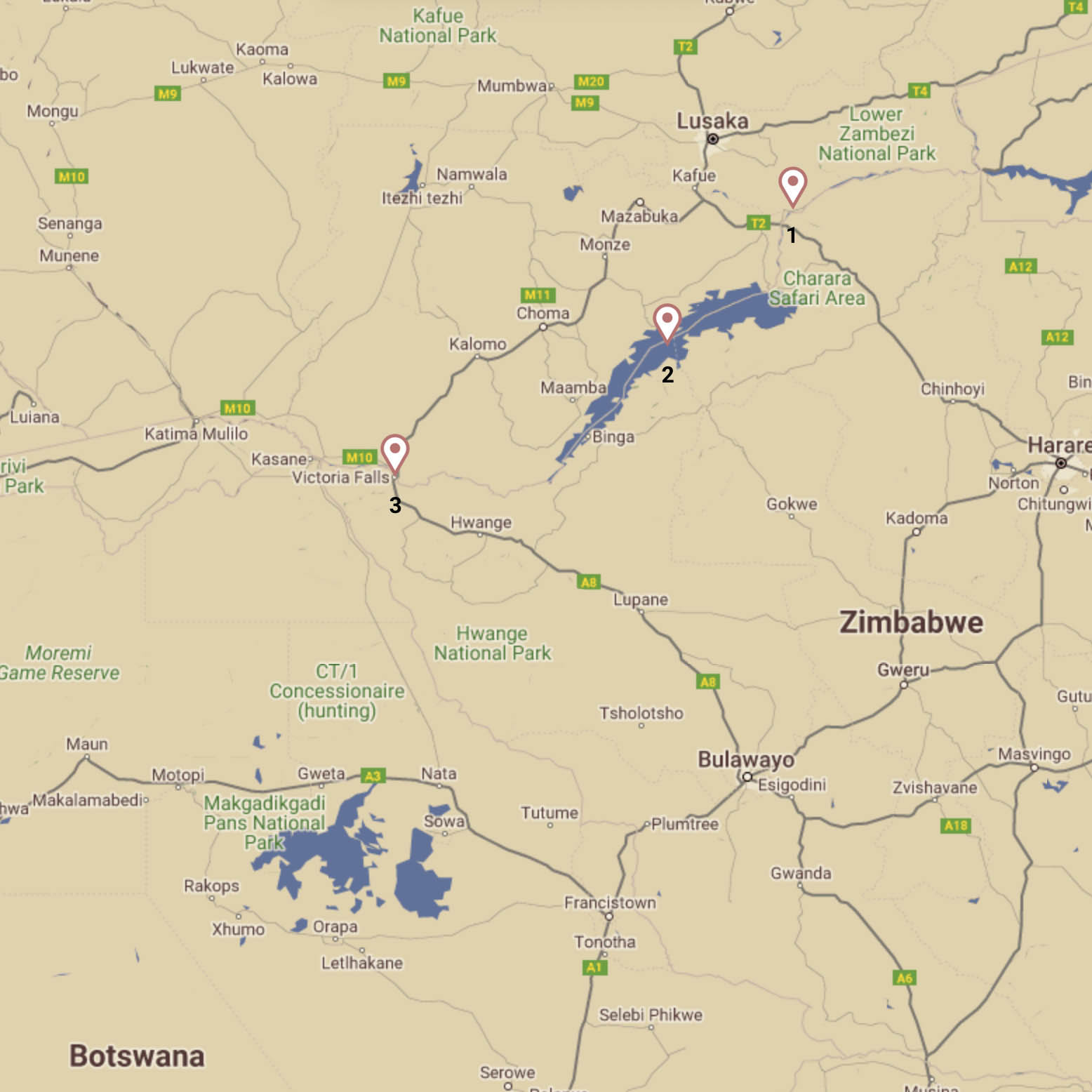 Map Overview of Lake Kariba